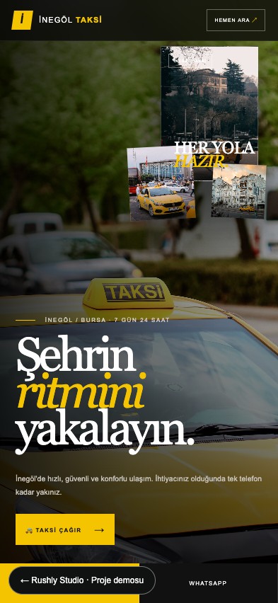 İnegöl Taksi demosunun mobil arayüzü
